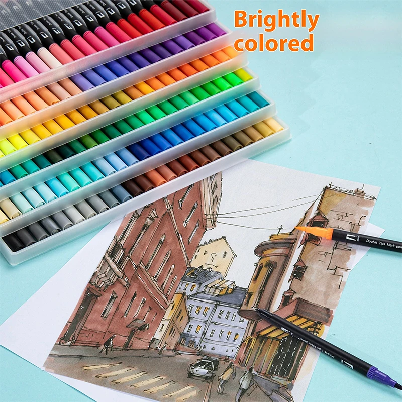Dual Tip Brush Pens: Felt Tip Pen Set 12/24/36/48/60/70/100/120 Colors Colouring Pens Art Markers,Fineliner Brush Marker