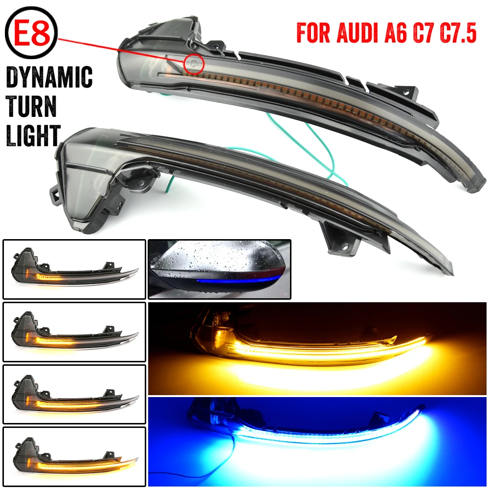 

For Audi A6 C7 S6 4G RS6 Dynamic Scroll LED flowing Turn Signal Side Mirror Lights Sequential blinker 2012 2013 2014 2015-2018