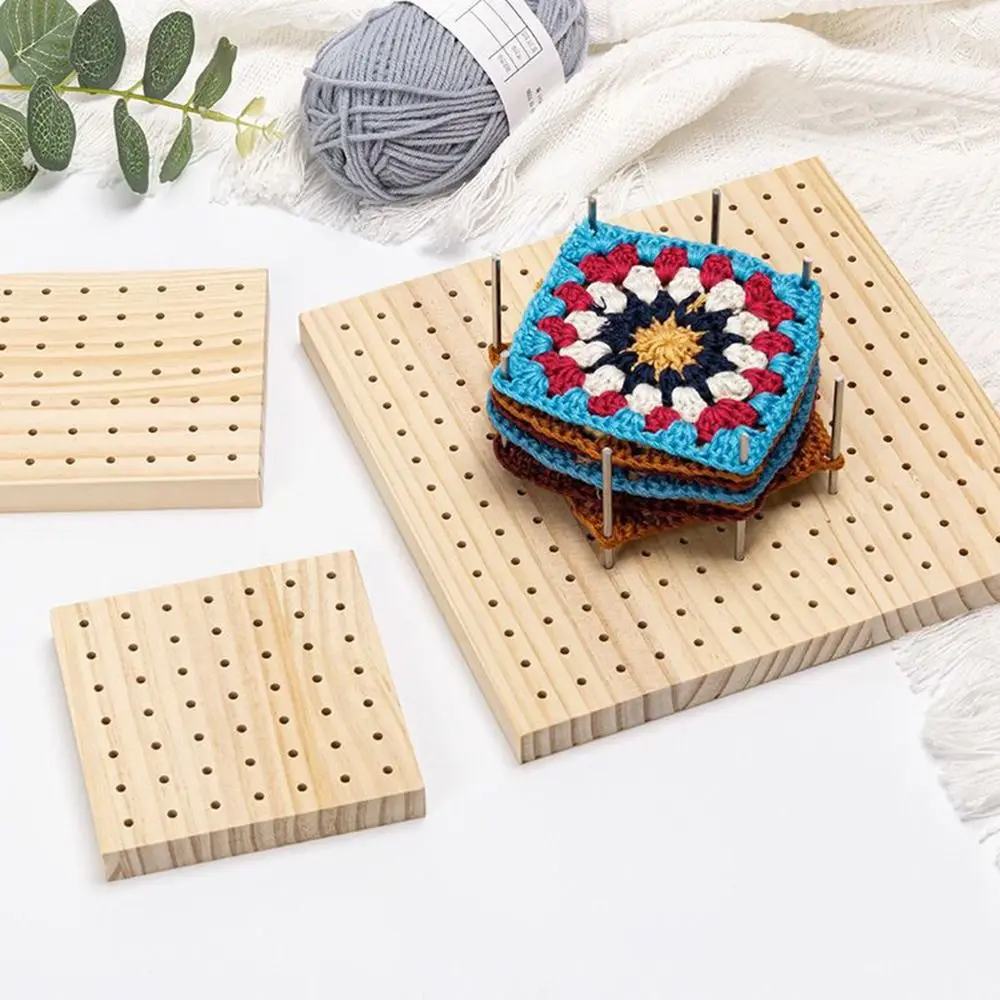 DIY 크로셰 블로킹 보드 사각형 직조 액세서리 뜨개질 보드 스테인리스 스틸 막대 나무 도자기 점토 베이스 플러그 보드