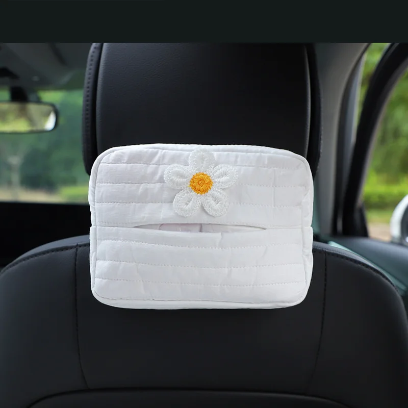 Towel Box Car Seat Accessories Tissue Case with Fix Strap Adjustable Decoration Tools Back Hanging for Napkin Paper Backseat