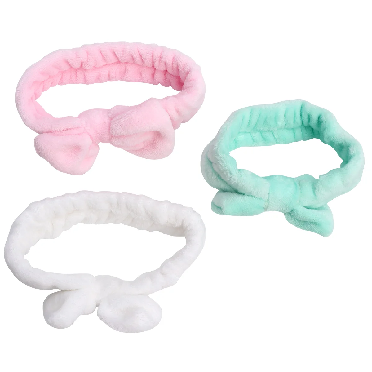 

3 Pcs Bow Headband Set Hair Accessories Coral Fleece Headgear Makeup Headdress Miss