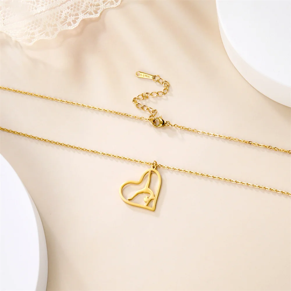 Silber Farbe Turnerin Liebe Gymnastik Anhänger Halskette American Flip Turnerin Anhänger Frau Feine Sport Edelstahl Schmuck – Detail 10