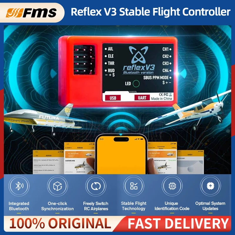 FMS Reflex V3 Contrôleur de Vol RC Stabilisateur Gyroscopique Bluetooth