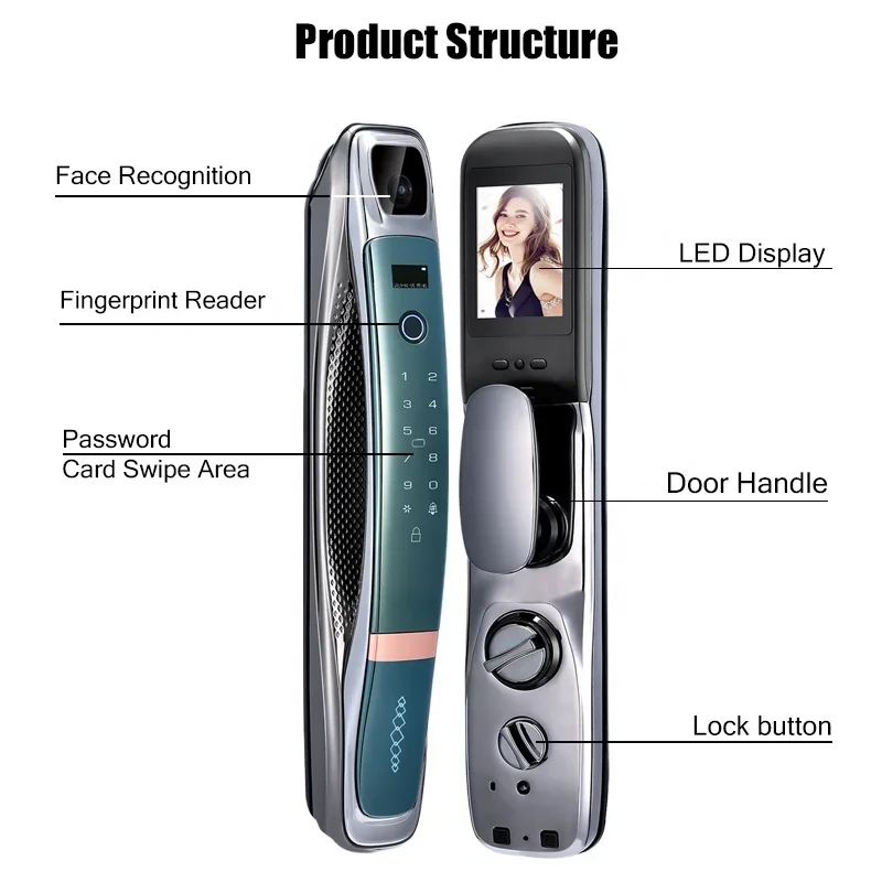 Phipulo Smart Home Keyless Touch Screen Intelligent Digital Electronic Lock Biometric Fingerprint Smart Door Lock with Camera