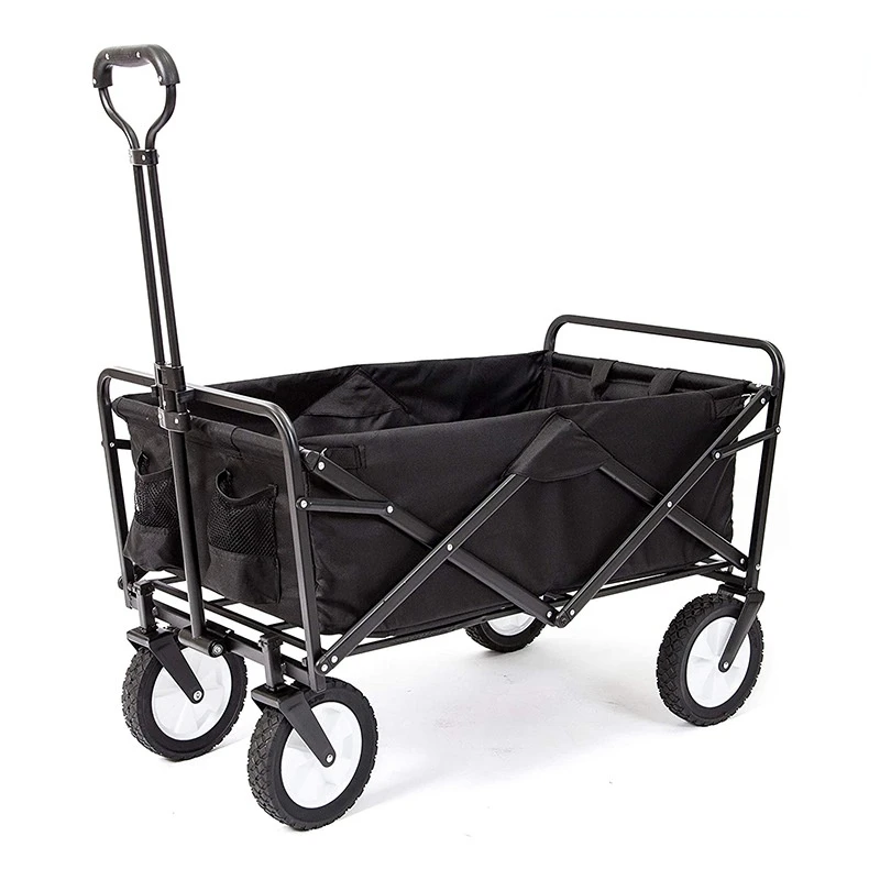 Outdoor Folding Stall Trolley Cart, Oxford Cloth Shopping Cart Thickened Metal Frame Trolley Portable Camping Cart
