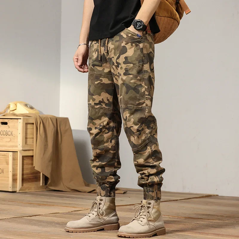 2024 new Spring Summer Camouflage Cargo Pants Men Multi-Pockets Workwear Baggy Joggers Army Cotton Casual Tactical Trousers