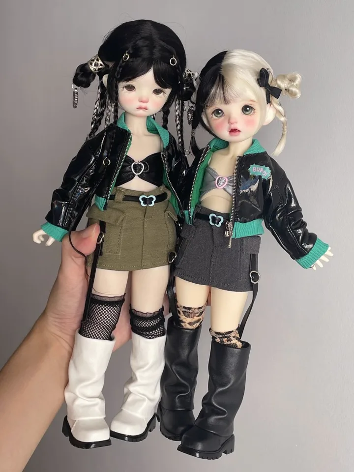 ようこ　ドール服 Leather jacket Cargo skirt For BJD 1/6 YOSD Doll Clothes