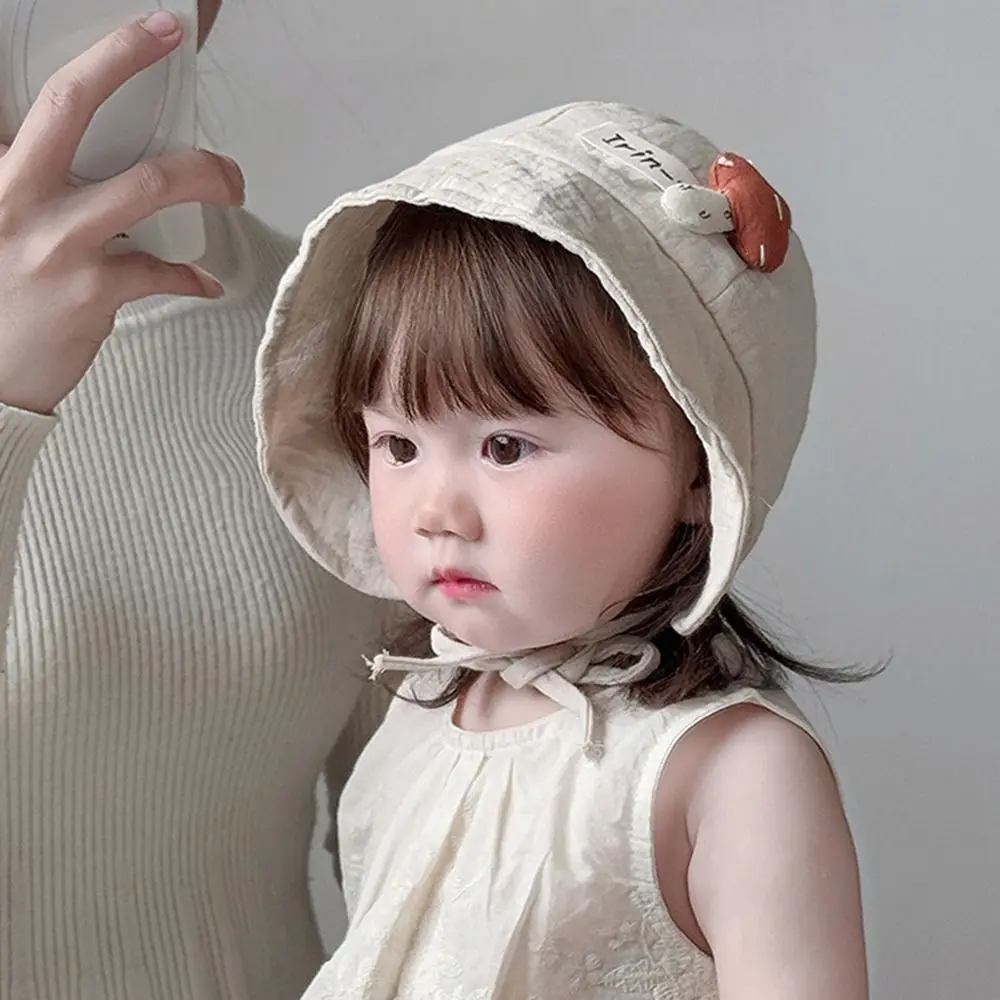 Cute Breathable Mushroom Kids Sunhat Foldable Wide Brim Sun Protection Panama Hat Summer Cotton Sunscreen Cap Girls