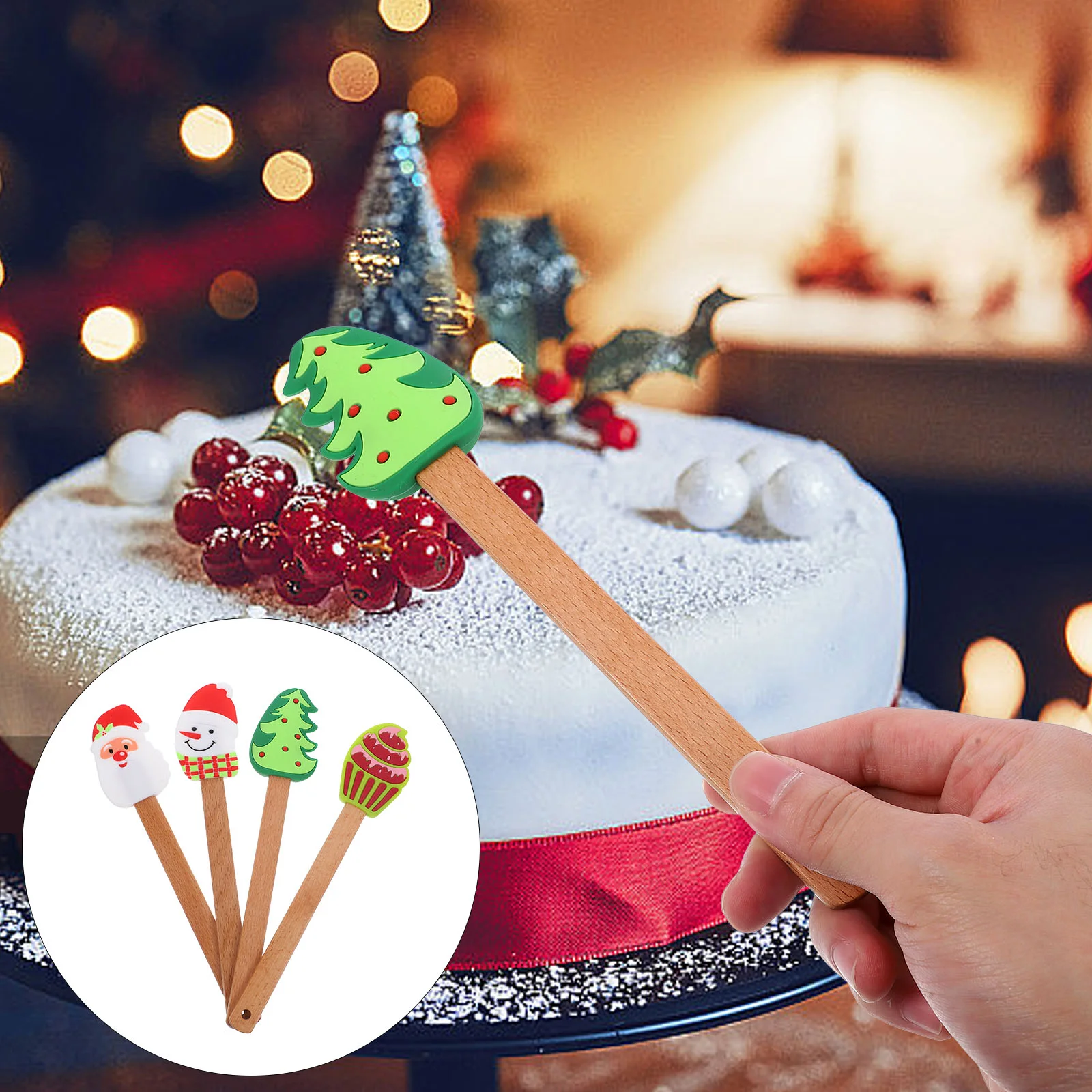 

4Pcs Christmas Silicone Cream Scrappers Practical Baking Tools (Assorted Color)