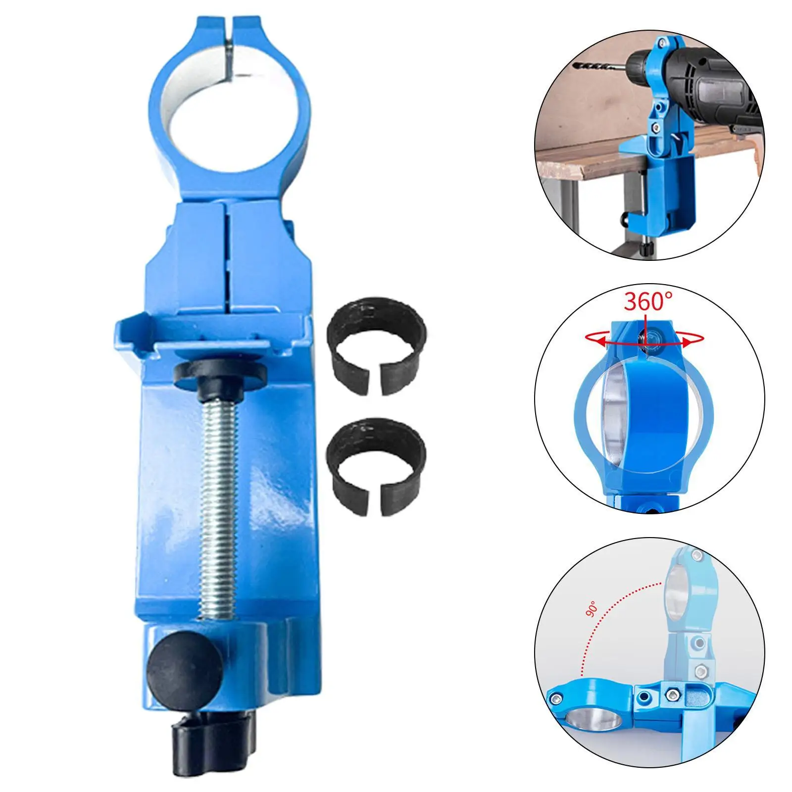 Electric Drill Stand Easy Installation with 2 Washers Rotatable Hand Drill Fixing Bracket Electric Grinder Stand for Workbench
