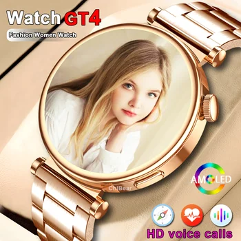 스마트 워치 여성용 블루투스 통화 스마트워치, 안드로이드 IOS 워치, AMOLED 360*360 HD 화면 디스플레이, 항상 시간 표시, 나침반, 1.36 인치
