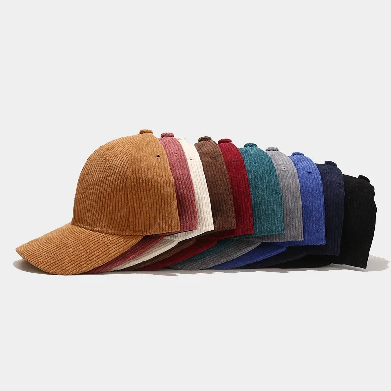 Spring Autumn Corduroy Baseball Cap Women Men Unisex Vintage Solid Snapback Hip Hop Hats Winter Adjustable Outdoor Sport Hat