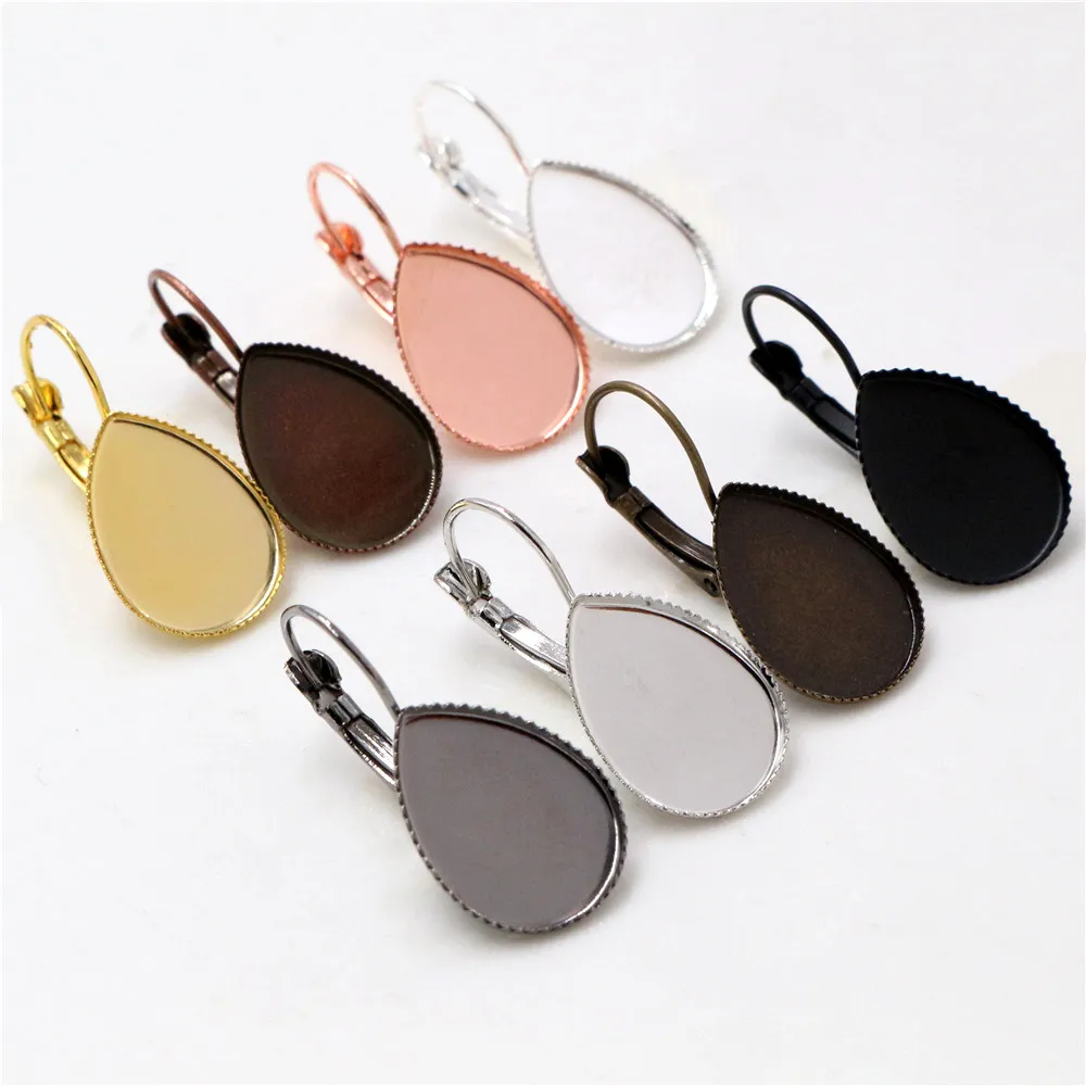 10x14mm 13x18mm 18x25mm 10 teile/lose 8 Farben überzogene Tropfen Stil Französisch hebel Wieder Ohrringe Blank/Basis, fit Tropfen Cabochon Ohrringe