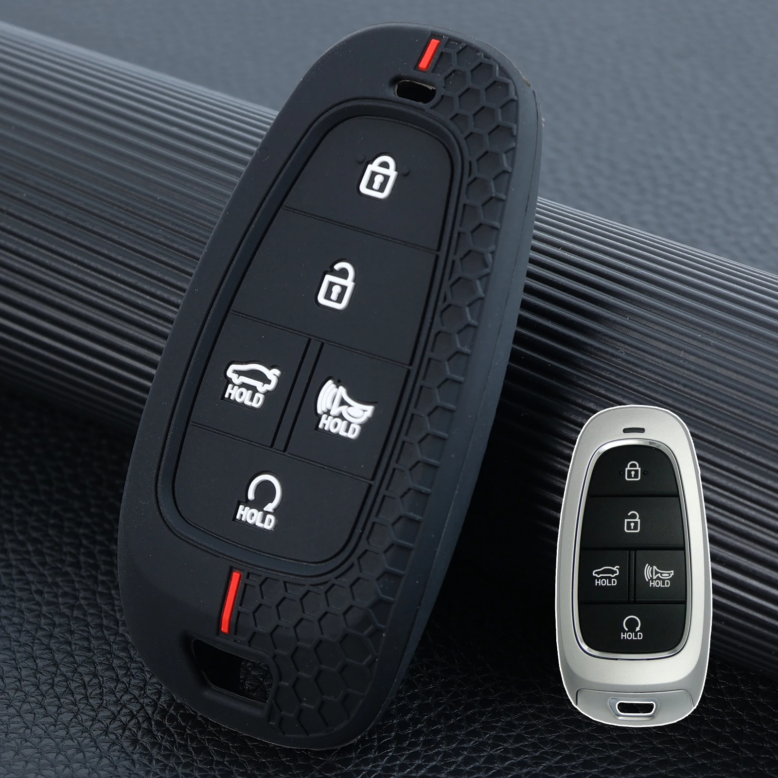 Пульт дистанционного управления для Hyundai Santa Fe Tucson Sonata Cruz 2023 2024, силиконовый брелок для автомобильного ключа, кольцо-держатель, крышка, телефон с 5 кнопками Пульт дистанционного управления для Hyundai Santa Fe Tucson Sonata Cruz 2023 2024, силиконовый брелок для автомобильного ключа, кольцо-держатель, крышка, телефон с 5 кнопками