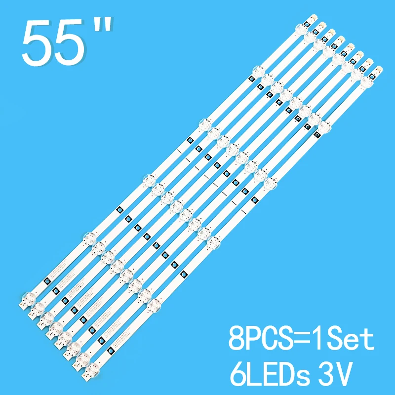 New 8PCS/lot 6LEDs 3V 554mm For 55