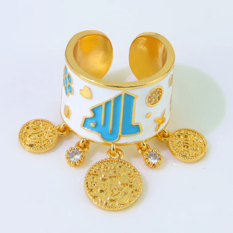 Luxuriöse arabische Design-Goldringe, 21 Karat vergoldet, Dubai, islamischer, exquisiter Paarring, äthiopische Frauen, täglicher Party-Schmuck, Geschenke – Detail 13