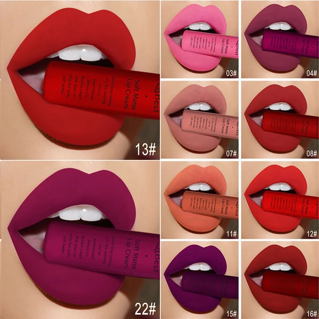 Matt Flüssigen Lippenstift Wasserdicht Langlebige Samt Lip Gloss Tönung  Rohr Matte Nude Pigment Rot Schwarz Make-Up Kosmetik Lippenstifte -  AliExpress