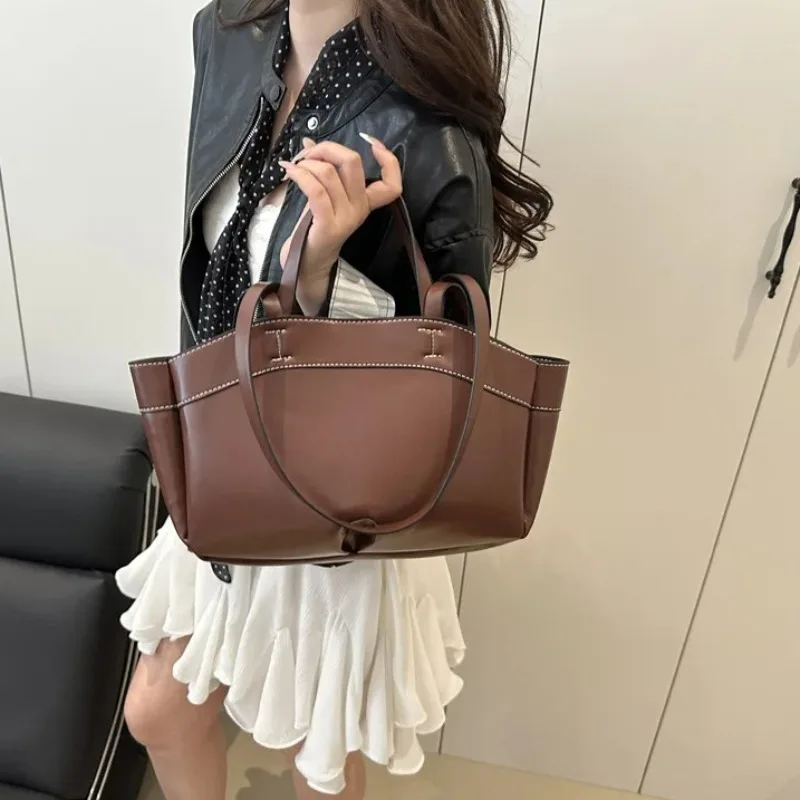 Women Tote Bag Underarm Bag Large Capacity PU Leather Shoulder Bags Vintage Crossbody Bag Brand Designer Briefcase with Purse