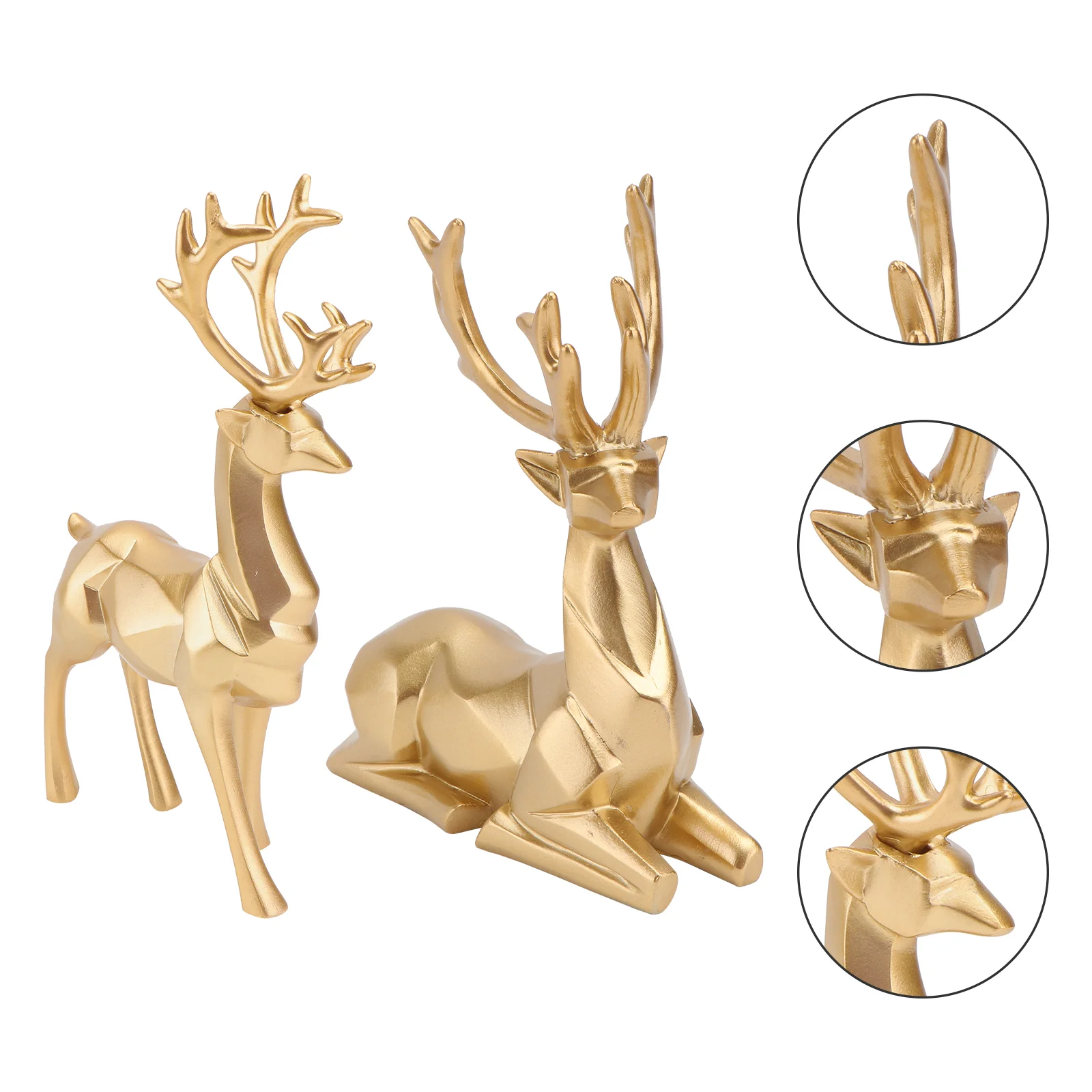 

Reindeer Figurine Statue Deer Resin Decor Gold Buck Fawn Sculpture Tabletop Ornaments Standing Christmasfigures