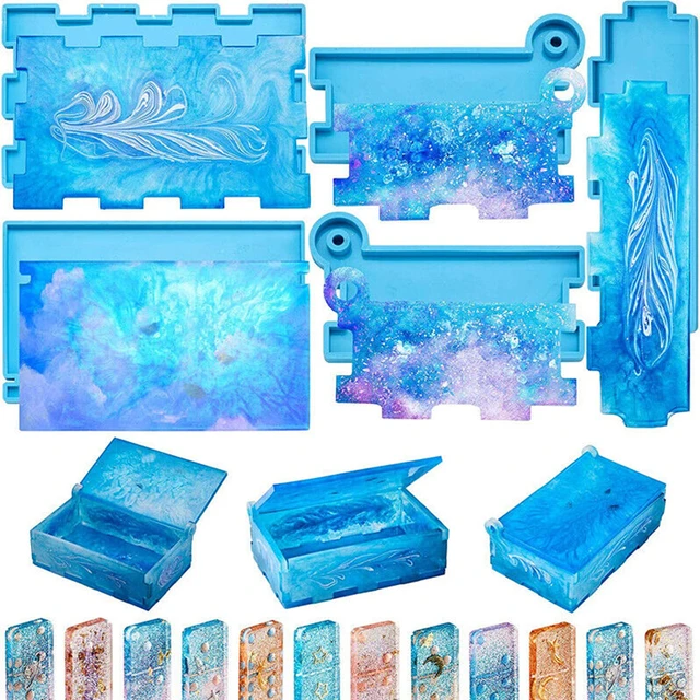 Dominoes Epoxy Resin Mold Dominoes Storage Box Silicone Mold DIY Crafts  Jewelry Storage Case Holder Casting