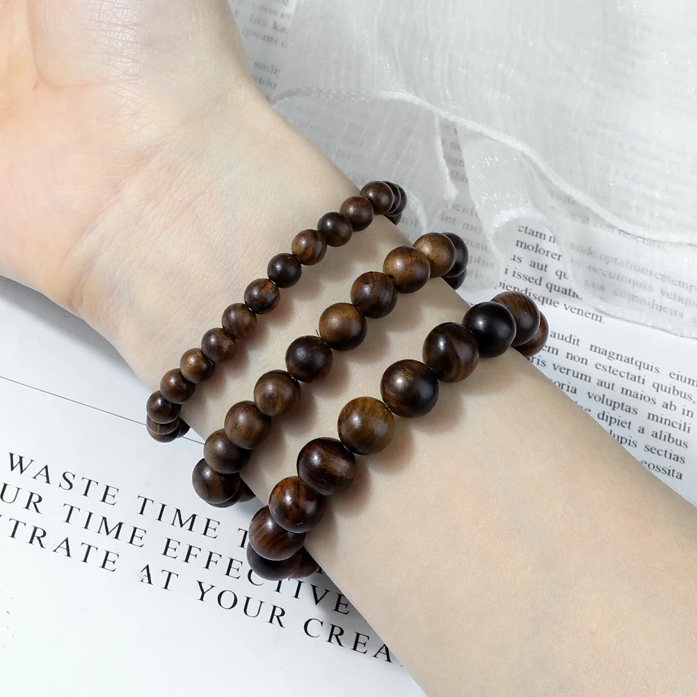 Buddha 6/8/10mm Holz perlen Vintage handgemachte Armbänder Gebet schwarz Palisander Armband Männer Frauen Yoga Meditation Pulsera Schmuck
