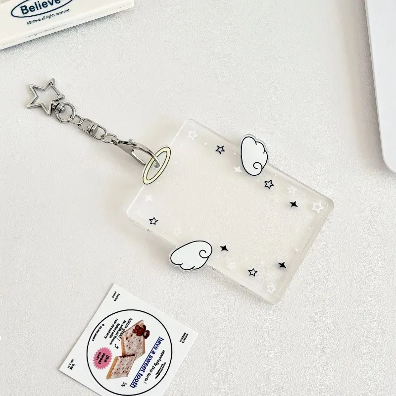 Card Clip, Keychain Sleeve, Transparent Acrylic Badge ID, Album Photo Frame, Convenient and  Practical  for  Going  Out