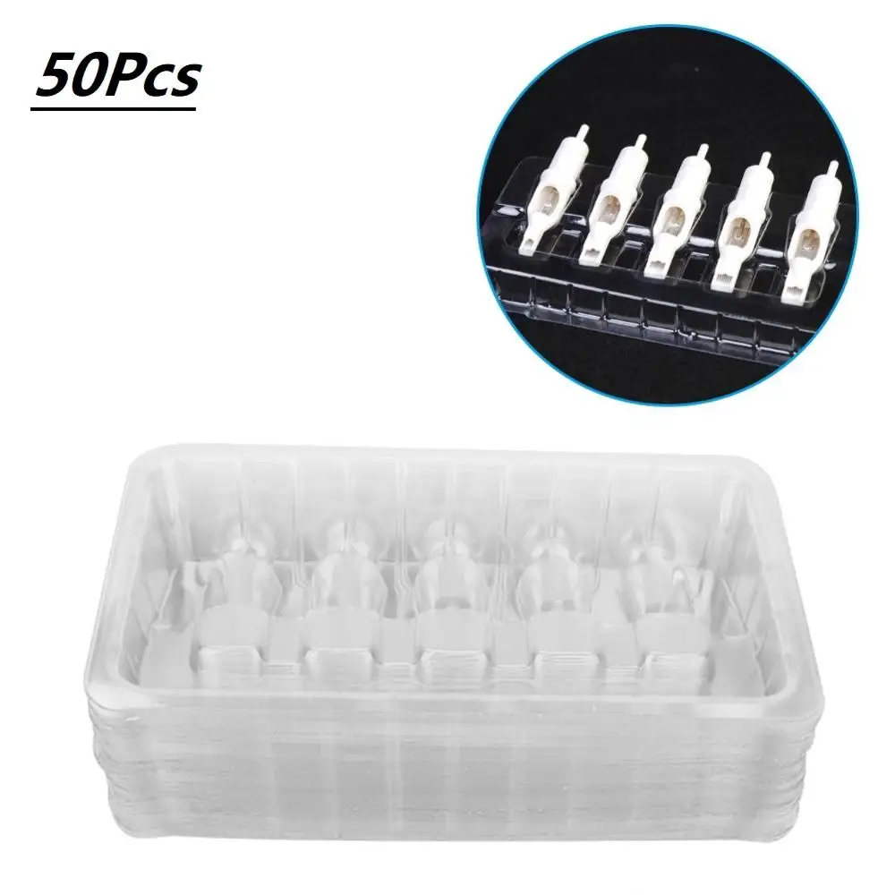 50Pcs/Package Disposable Tattoos One Needle Holder Plastic Transparent Ink Cartridge Needle Holder Bracket Tray Supply Portables
