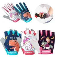 Kids Children Fingerless Gloves Half Finger Cycling Glove Boy Girl Bike Bicycle Skating Training Exercise Protection Gloves 2