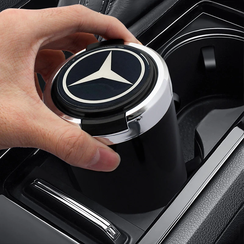 벤츠 A B C S 클래스 AMG GLA CLA GLC W176 W221 W204 W205 차량용 실내 재떨이 LED 조명 휴대용 담배 재떨이 홀더 액세서리