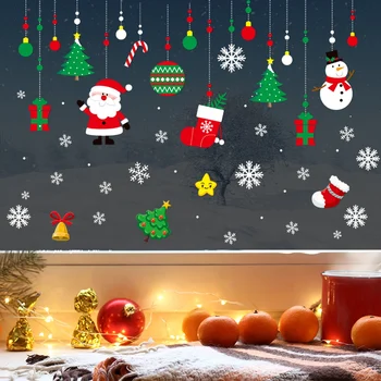 2026 Christmas Window Stickers Christmas Gifts Decals Sticker Winter Holiday Glass Decor Store Decoration Xmas Ornaments Navidad