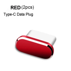 Set of 2 Metal Type - C Dust Plug Charging Port Protectors (Red 2Pcs)