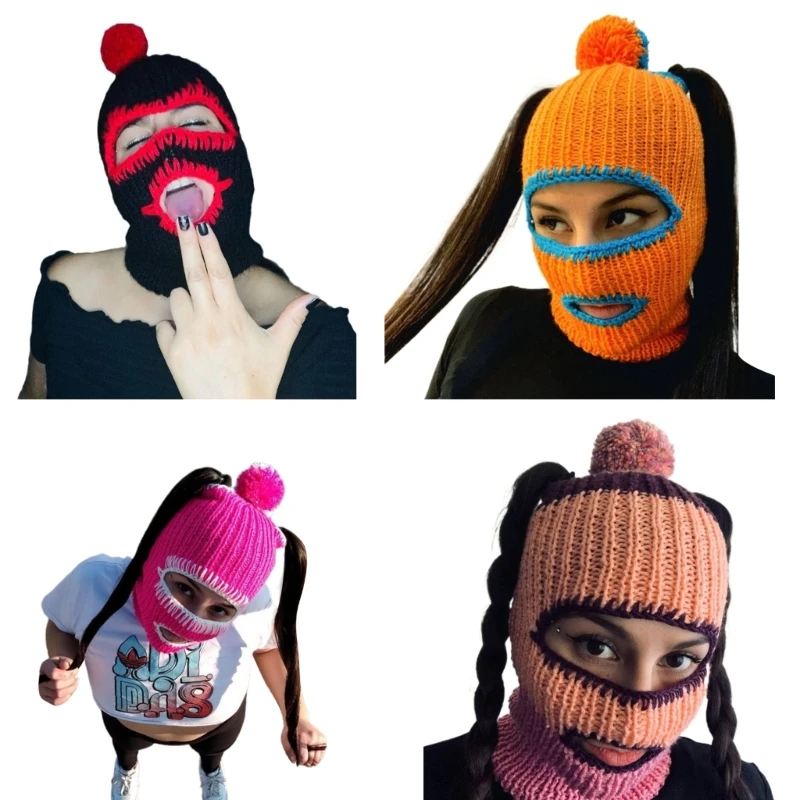 

Balaclava Hat Neck Warmer Knitted Hat Winter Party Photography Props HXBA