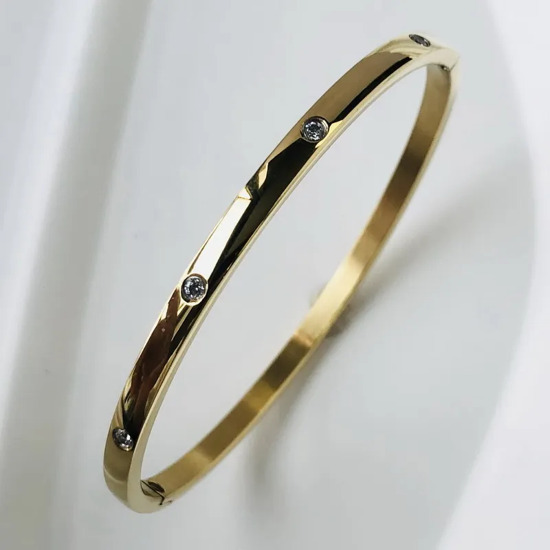 New Design Zircon inlaid Bracelets & Bangles for Women Gold Silver Color Stainless Steel Waterproof Luxury Brand Jewelry Gifts bangle bracelet stainless steel bracelet zircon bracelet