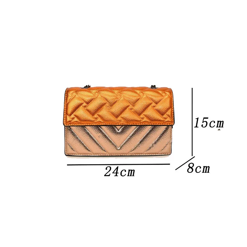 Women's K-G Colorful Splicing Chain Bag Fashionable And Versatile Grid Embroidery Bag Single Shoulder Crossbody
