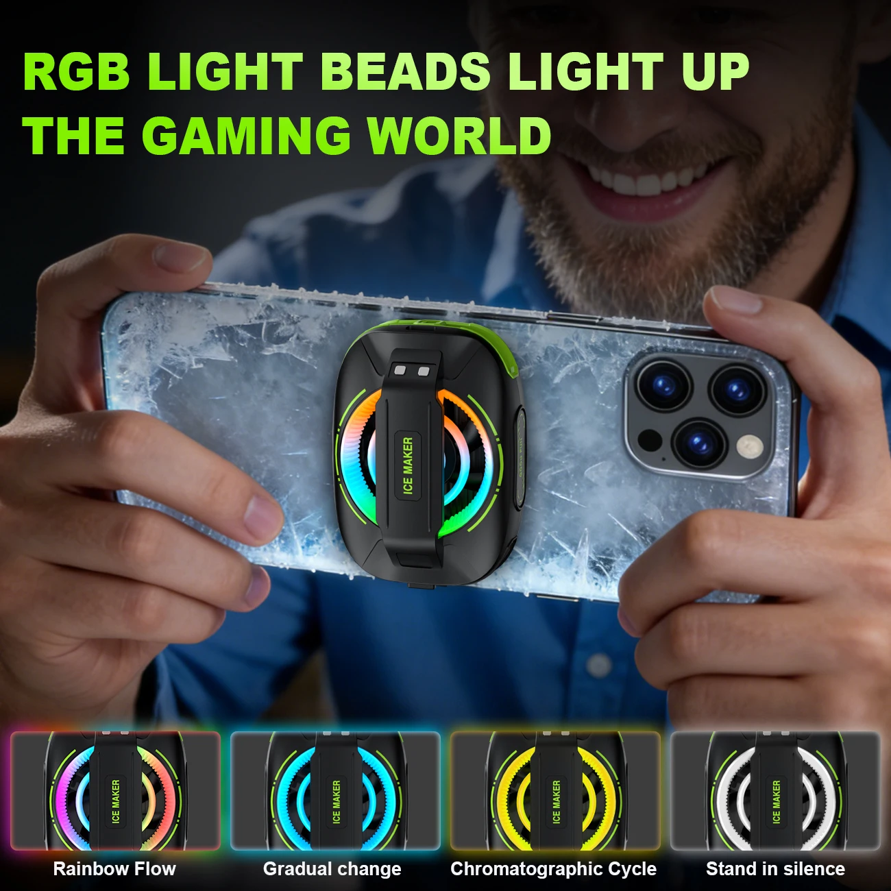 게이밍용 휴대폰 쿨러, 마그네틱 휴대용 충전식 배터리 휴대폰 방열기, RGB 조명이 있는 휴대폰 쿨러
