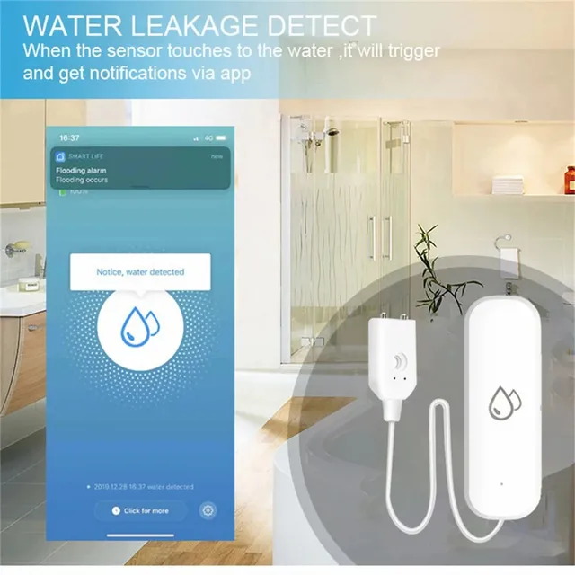Sensor De Agua ZigBee Para Tuya Smart Life | Detector De Fugas E Inundaciones | Monitoreo Remoto Por App