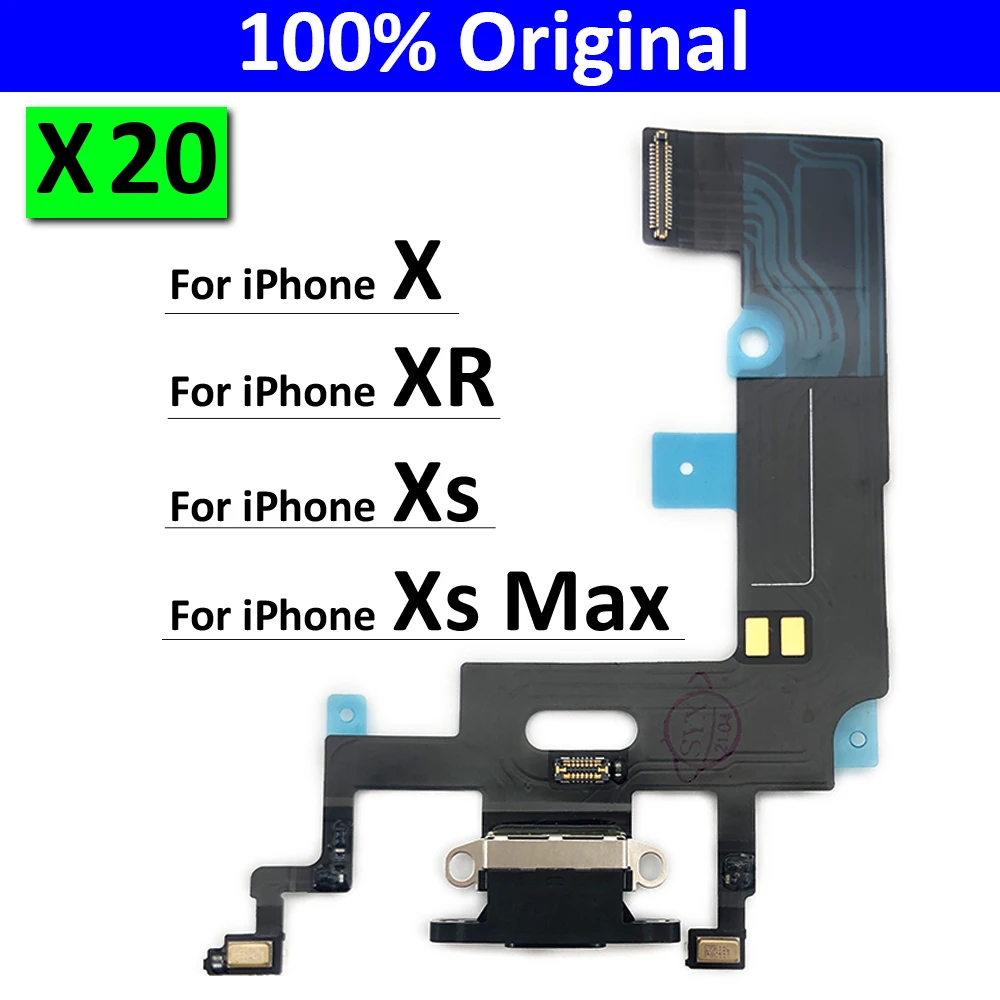

20 шт./лот, для iPhone X XR XS Max USB зарядный порт микрофон док-станция Соединительная плата гибкий кабель запасные части