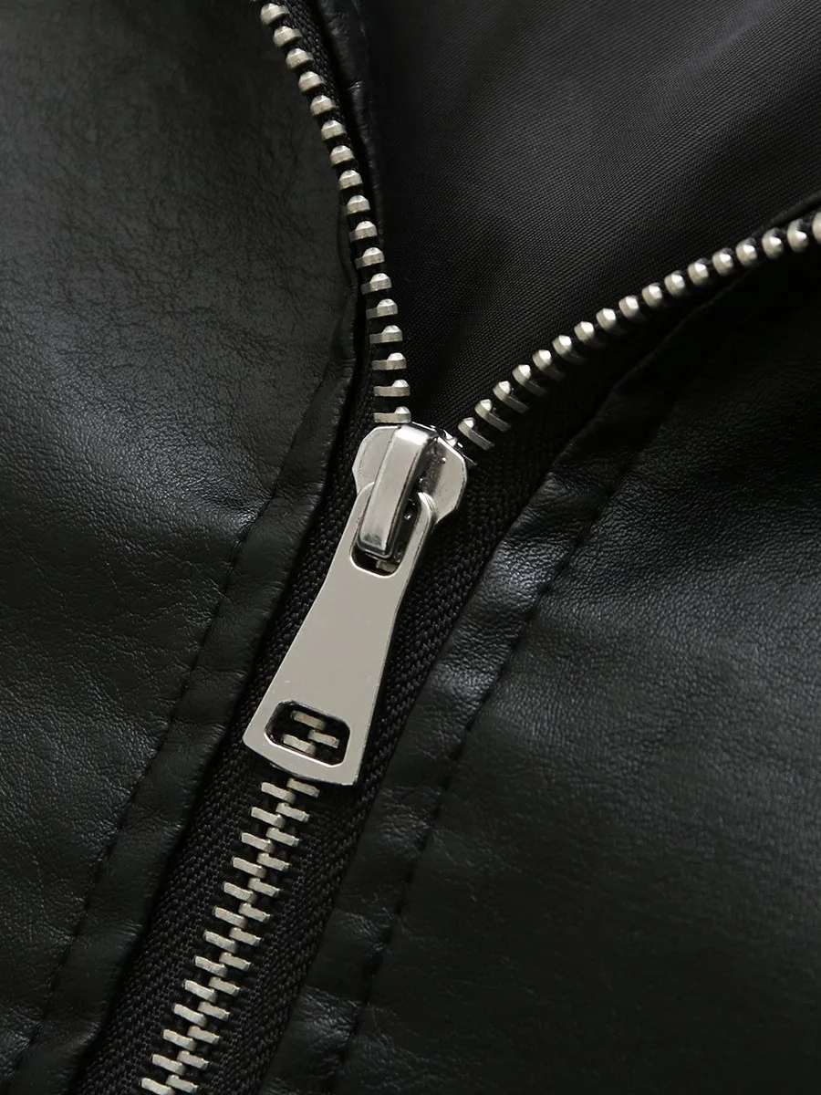 Washed PU Leather Hooded Jacket for Women, Casual Clothes, Female Coats, Spring and Autumn Fashion, Plus Size