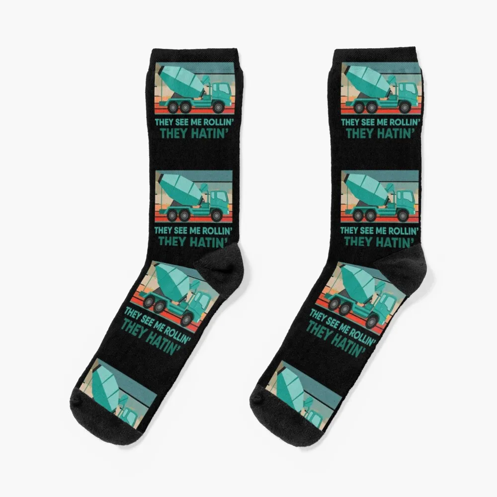 Funny Concrete Mixer Heavy Truck Driver Socks Anti-Slip Socks Man