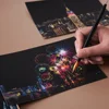 4Pcs Children DIY Night Scene Art Scratch Painting City Building Landscape Kids Educational Toys Child Birthday Gift Room Decor 4