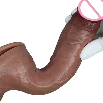 Skin Feeling Realistic Penis Soft Sexy Huge Dildos Female Masturbators Double Layer Silicone Suction Cup Anal Sex Toys For Women 5