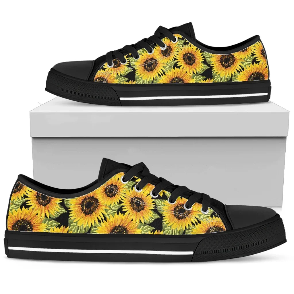 Yellow Sunflowers Pattern Wome Classic Canvas Shoes Lightweigt Comfortable Sneakers For Outdoor Buty Sportowe Damskie
