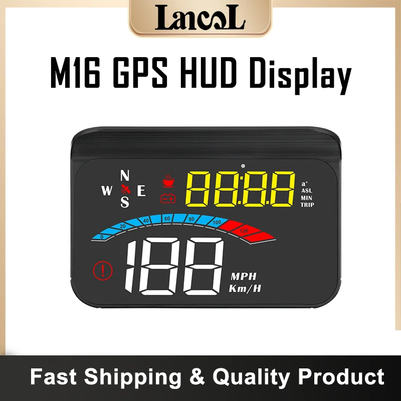 M16 Auto Gps Head Up Display Car Hud Projector Speedometer With Compass Security Alarm