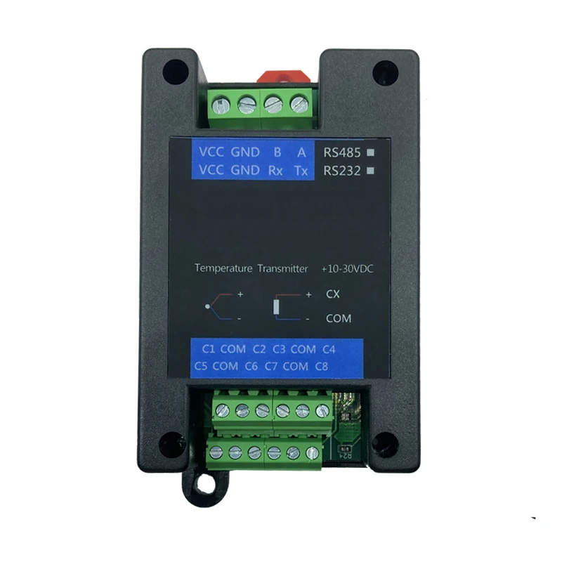 

Din thermocouple RS485 converter 8 channels J type temperature transmitter sensor transfer to RS485 Modbus-rtu signal transducer