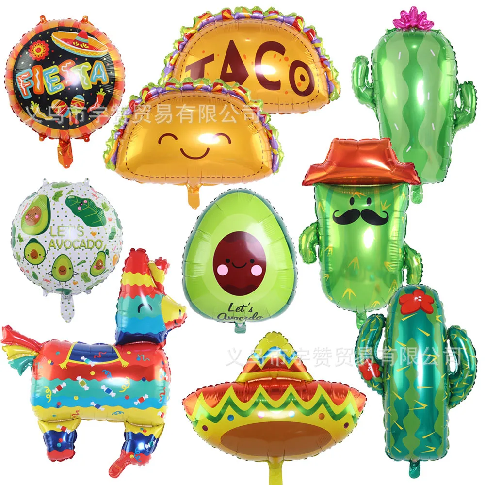 

TACO Pancake Balloon Food Festival Party Avocado Pinata Cactus Mexican Aluminum Balloons
