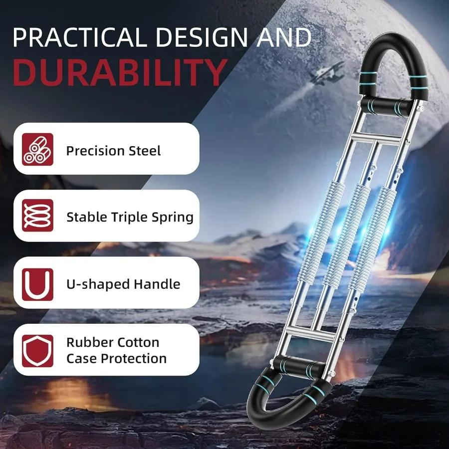 Twister Arm Trainer, Dual Triple-Spring, 30-180lb Adjustable, Chest Arm Shoulder Workout Equipment, Portable Detachable Arm Twis