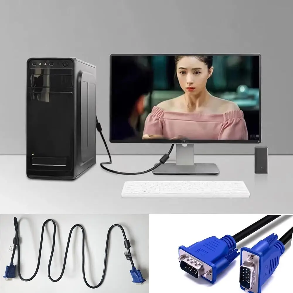 Heavy Duty VGA Cable Male to Male SVGA Monitor Cord Computer 1080p Video *2