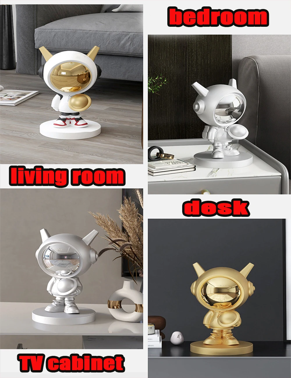 GETCRAFTS Home Decor Astronaut Statues Modern Office Desk Cartoon Figurines Living Room Decorative Sculptures Art Ornament Gifts miniature woodland animal figurines