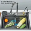 304 Stainless Steel Waterfall Kitchen Sink Sink Large Single basin With Large Single Slot Sink Above Counter With Cup Disher 3