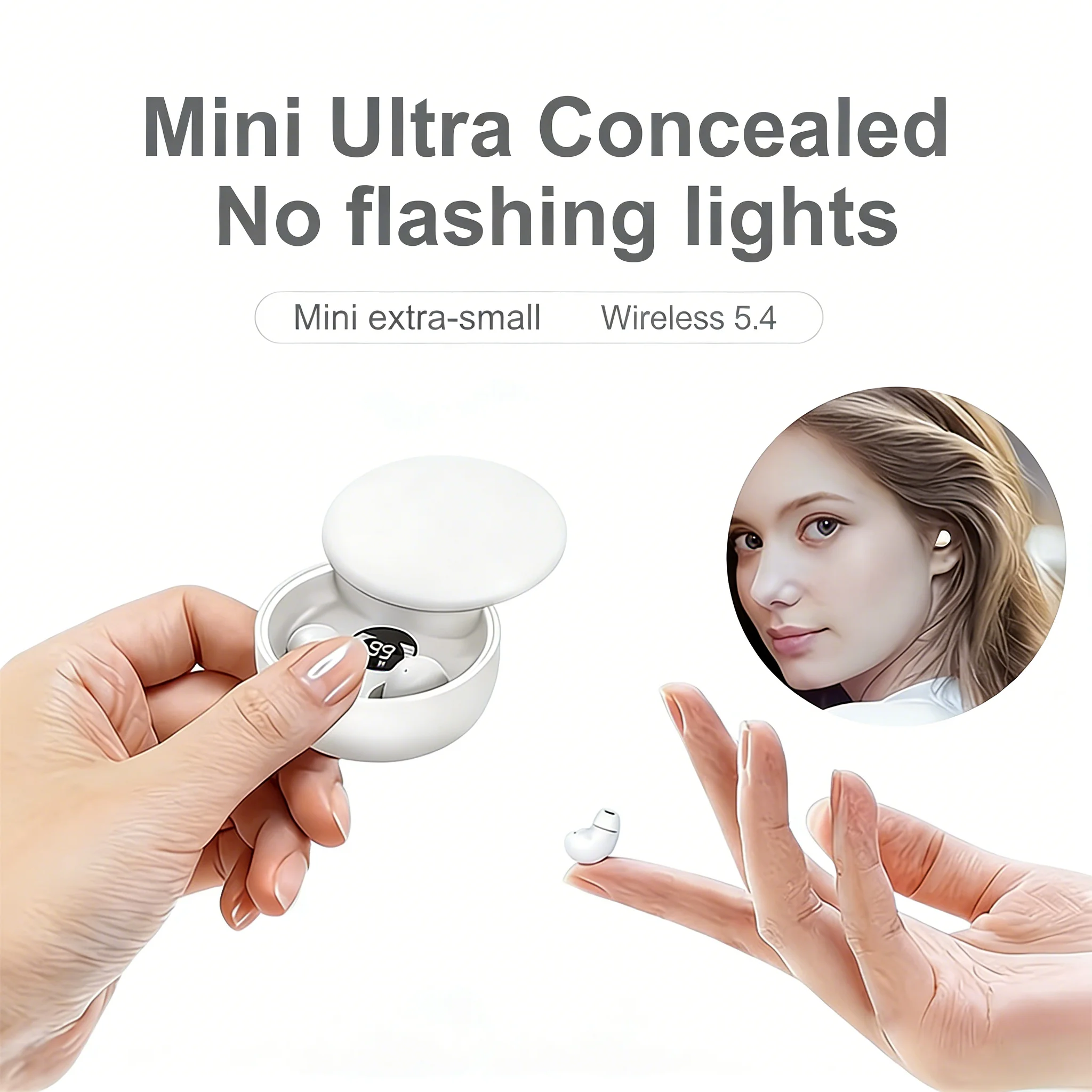 Bluetooth 5.4 Wireless Invisible Earbuds with Sliding Cover and Enhanced Bass Sound Quality